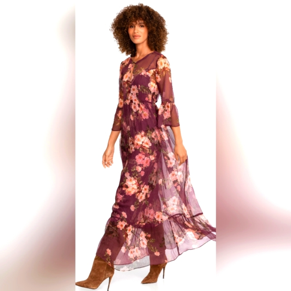 Johnny Was Spell Of Winonna Floral Silk Maxi Dress Large READ